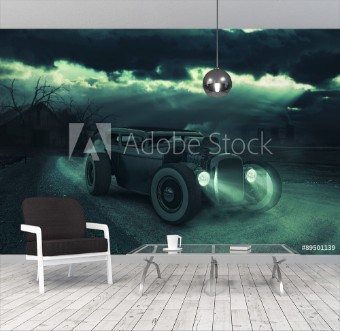 Picture of Hotrod in dramatischer Nacht